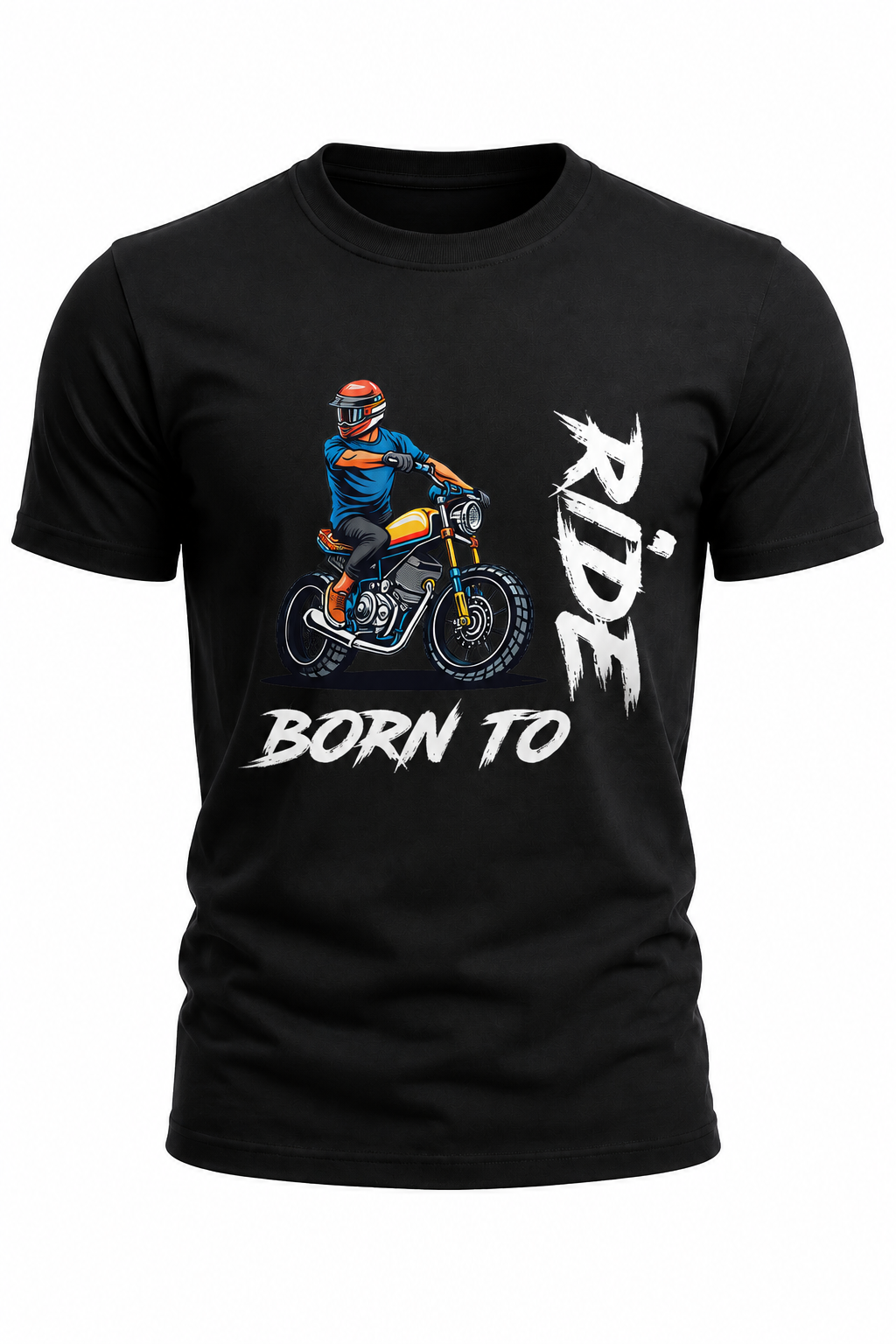 Born to Ride – Biker Graphic T-Shirt(180 GSM • Regular Fit • 100% Cotton)
