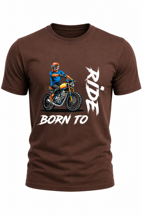 Born to Ride – Biker Graphic T-Shirt(180 GSM • Regular Fit • 100% Cotton)