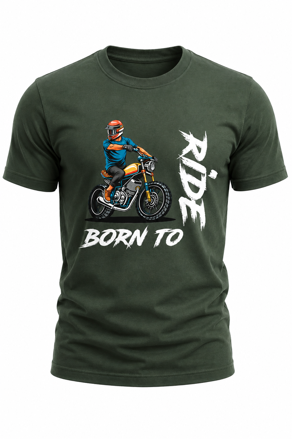 Born to Ride – Biker Graphic T-Shirt(180 GSM • Regular Fit • 100% Cotton)