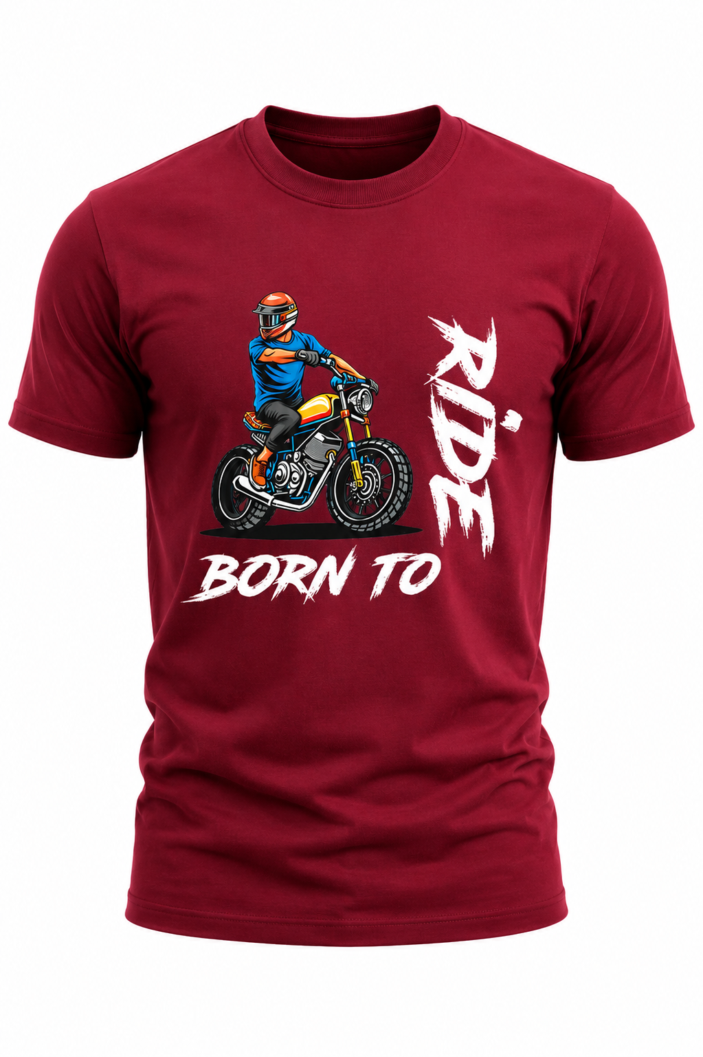 Born to Ride – Biker Graphic T-Shirt(180 GSM • Regular Fit • 100% Cotton)