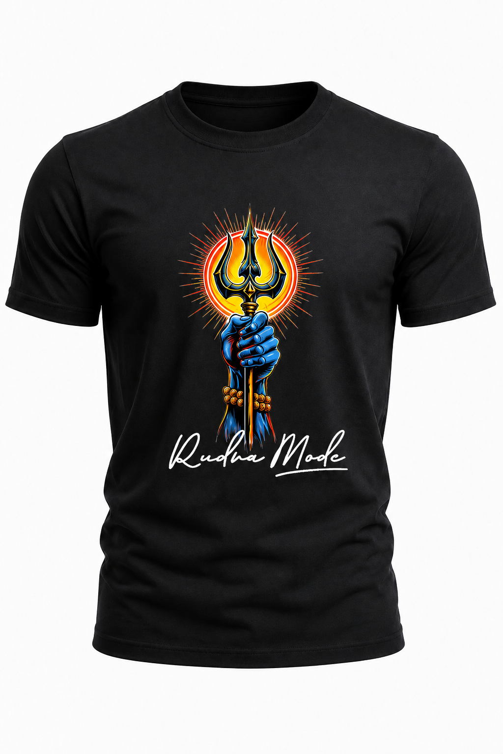 Rudra Mode Trishul Graphic T-Shirt(180 GSM • Regular Fit • 100% Cotton)