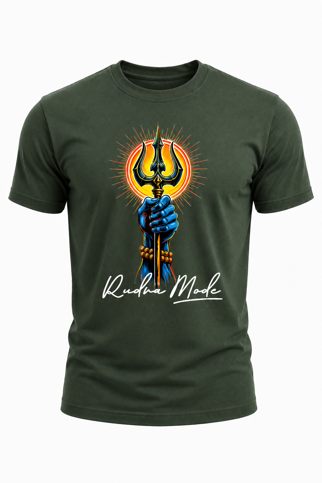 Rudra Mode Trishul Graphic T-Shirt(180 GSM • Regular Fit • 100% Cotton)