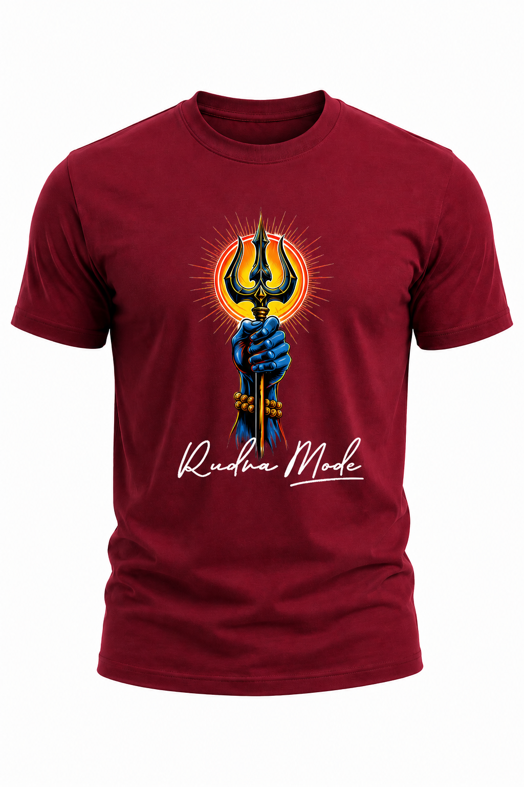 Rudra Mode Trishul Graphic T-Shirt(180 GSM • Regular Fit • 100% Cotton)