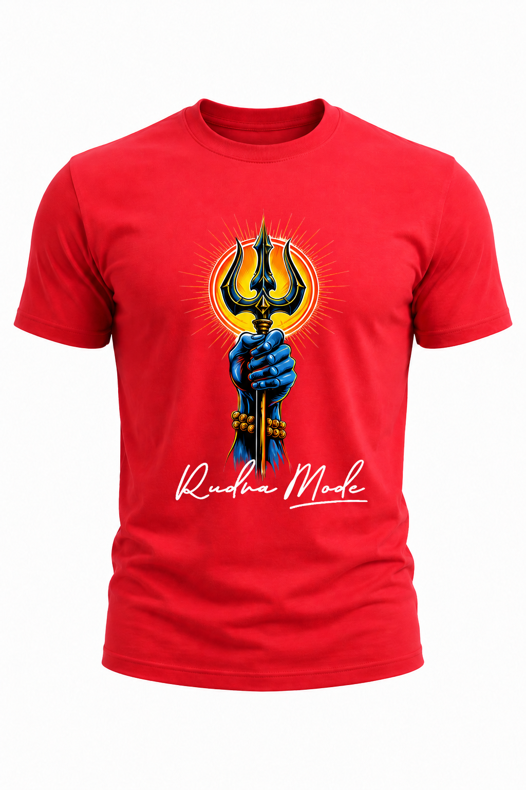 Rudra Mode Trishul Graphic T-Shirt(180 GSM • Regular Fit • 100% Cotton)