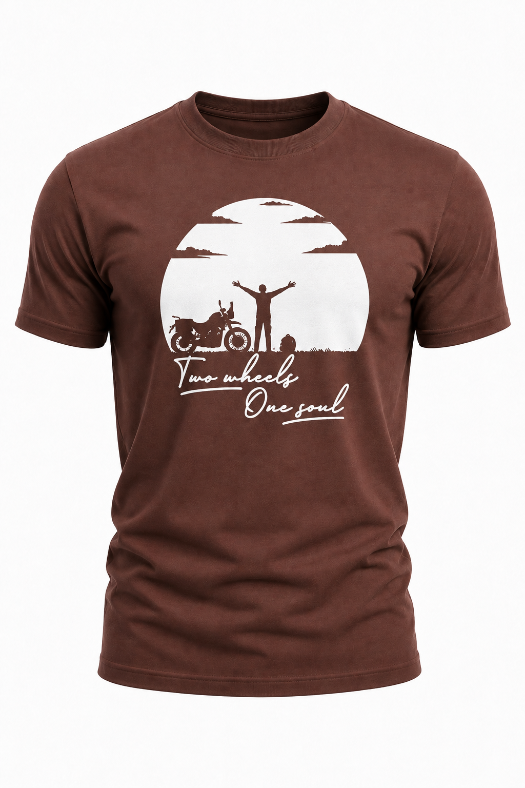 Two Wheels, One Soul Motorcycle Graphic T-Shirt(180 GSM • Regular Fit • 100% Cotton)
