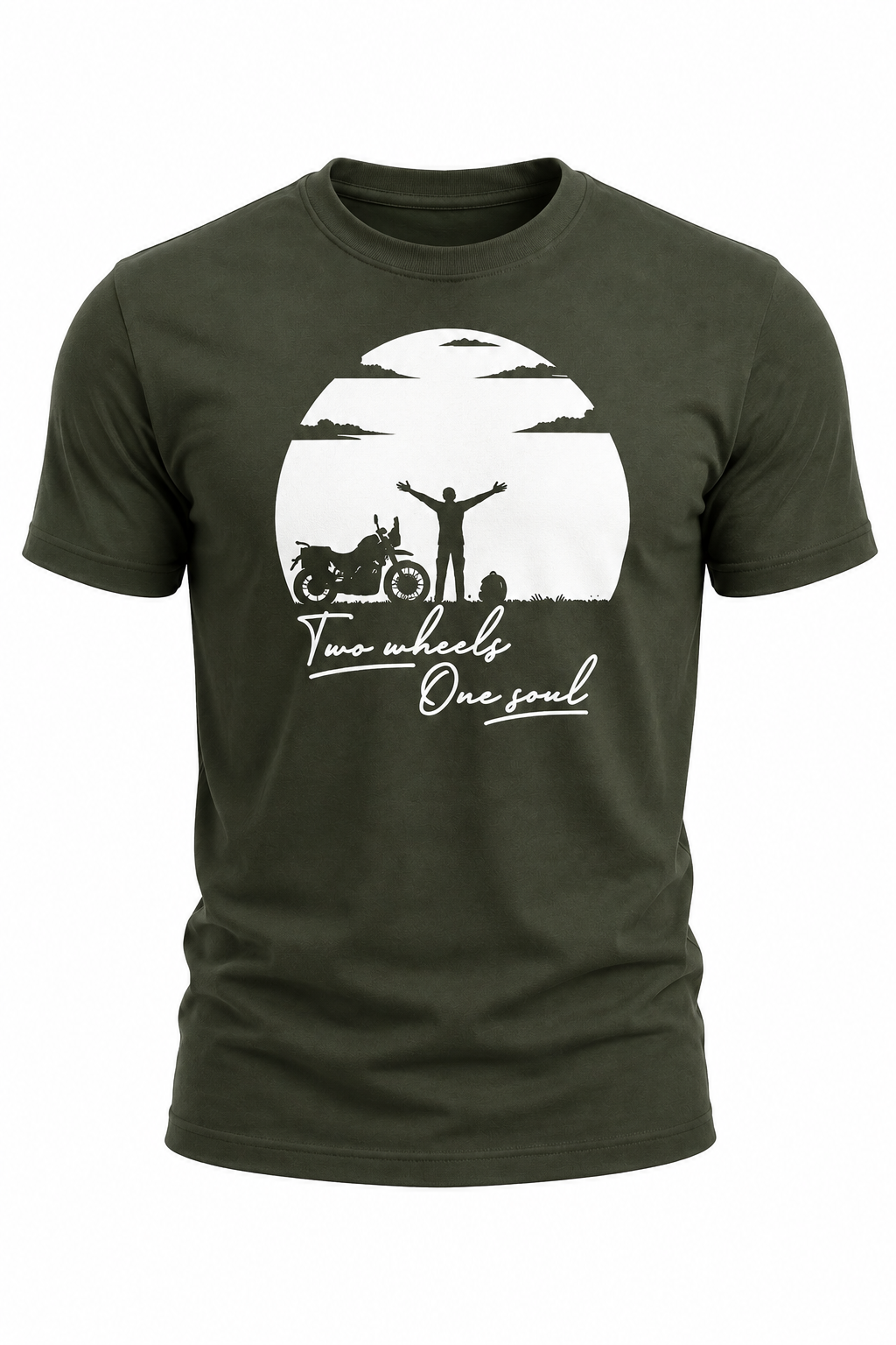 Two Wheels, One Soul Motorcycle Graphic T-Shirt(180 GSM • Regular Fit • 100% Cotton)
