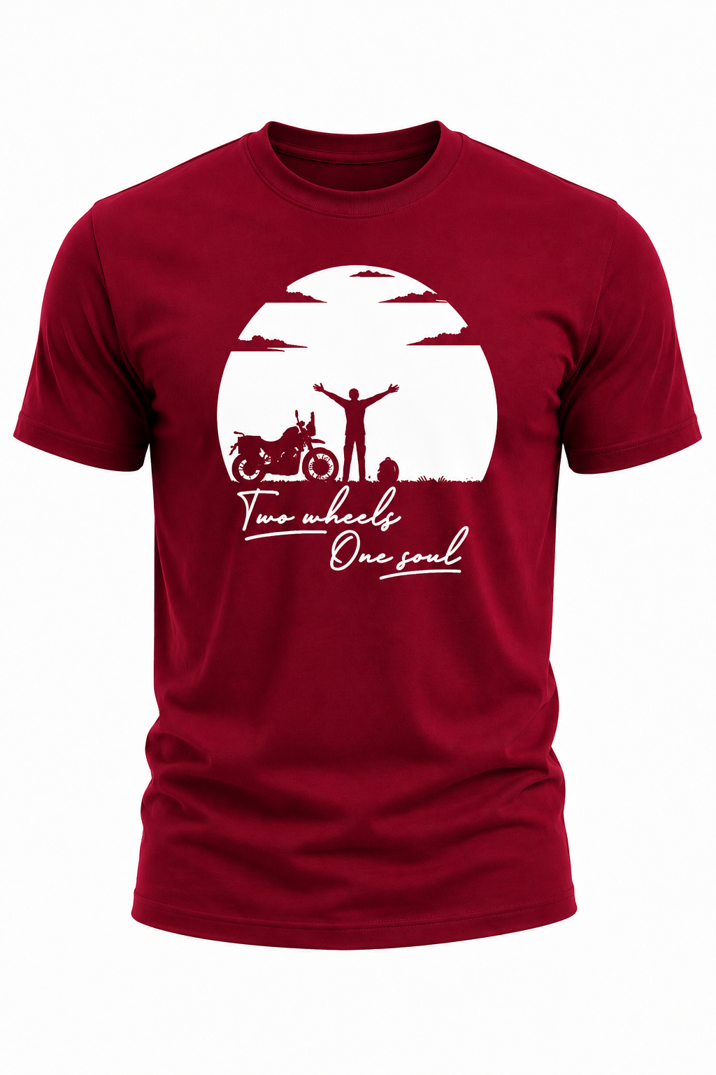 Two Wheels, One Soul Motorcycle Graphic T-Shirt(180 GSM • Regular Fit • 100% Cotton)