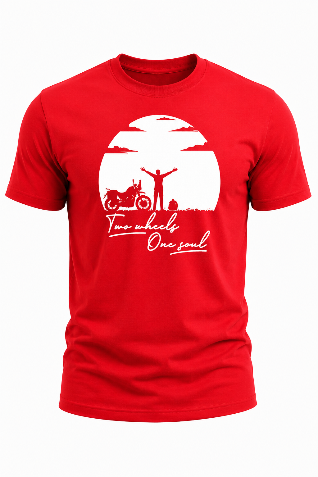 Two Wheels, One Soul Motorcycle Graphic T-Shirt(180 GSM • Regular Fit • 100% Cotton)