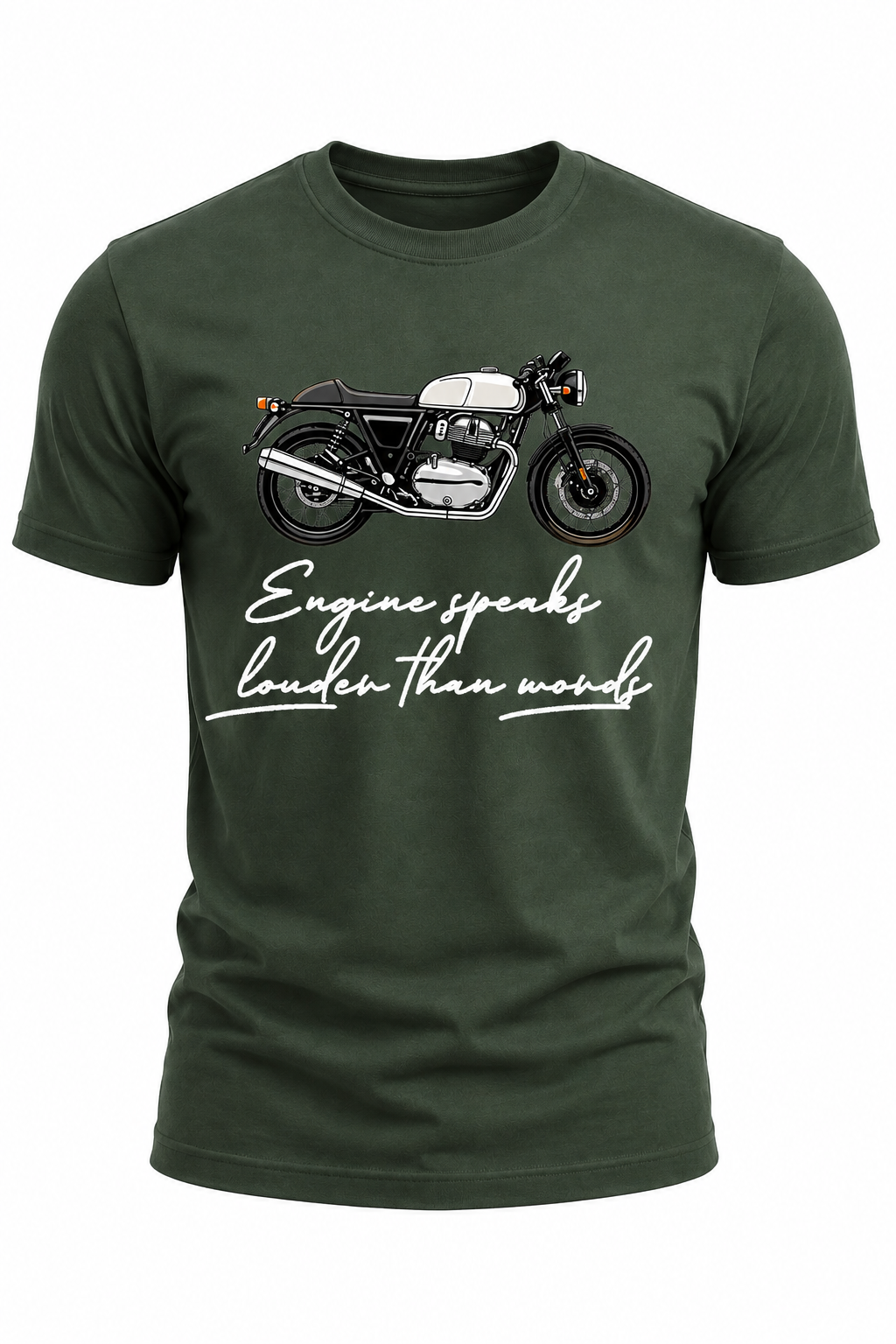 Engine Speaks Louder Than Words Motorcycle T-Shirt(180 GSM • Regular Fit • 100% Cotton)