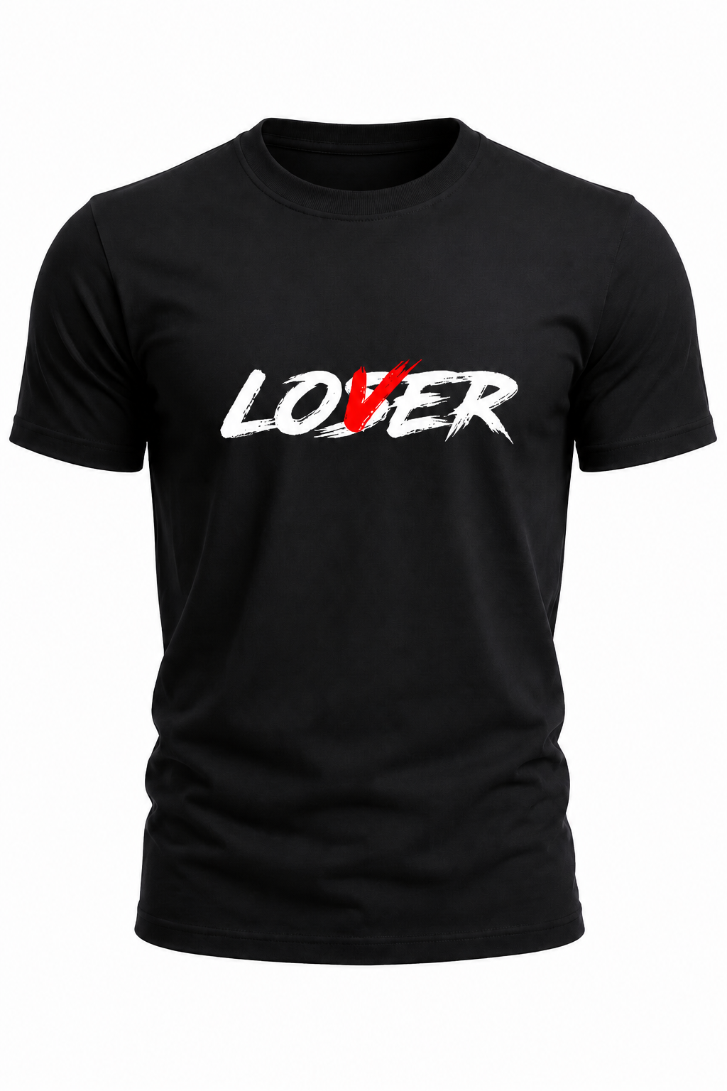 Love Graphic T-Shirt – Bold Heart Typography(180 GSM • Regular Fit • 100% Cotton)