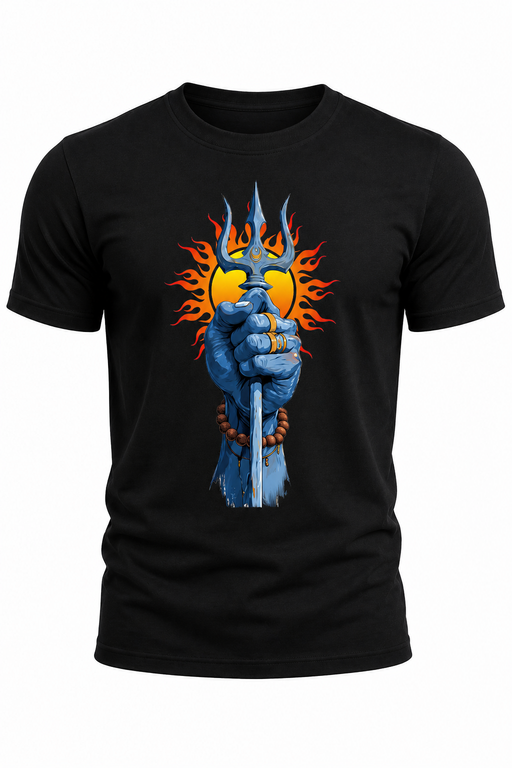 Mahadev Trishul Power Graphic T-Shirt(180 GSM • Regular Fit • 100% Cotton)
