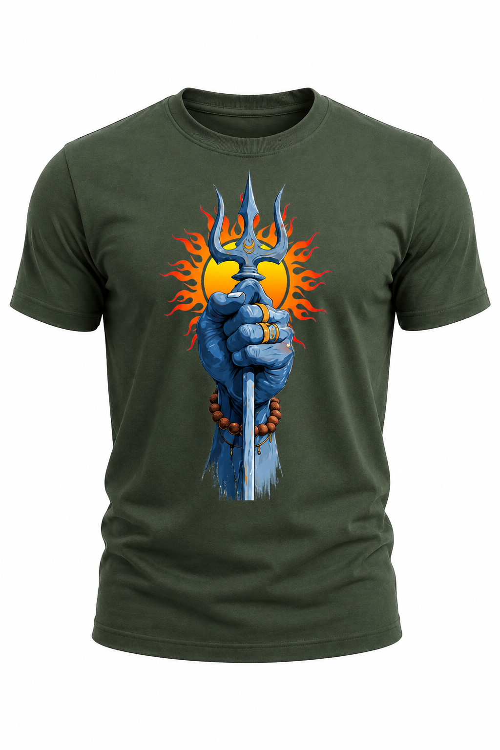 Mahadev Trishul Power Graphic T-Shirt(180 GSM • Regular Fit • 100% Cotton)