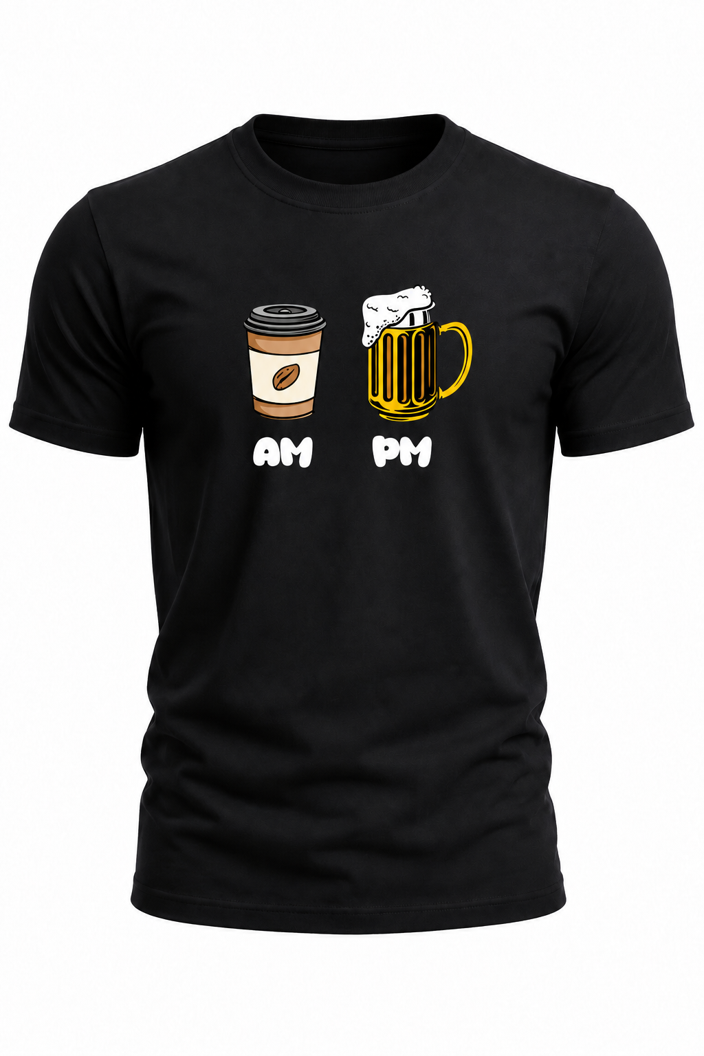 AM Coffee, PM Beer Graphic T-Shirt(180 GSM • Regular Fit • 100% Cotton)