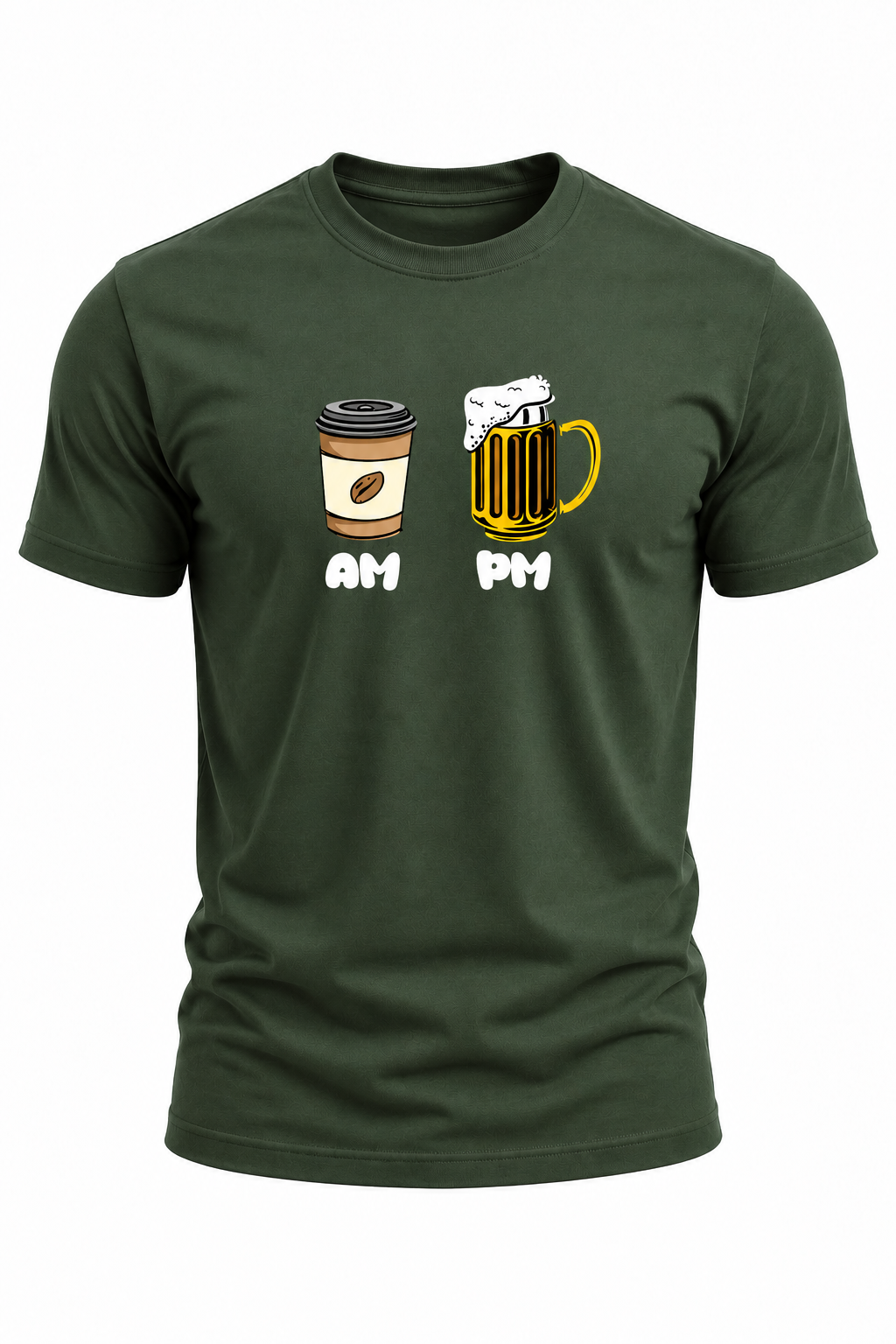 AM Coffee, PM Beer Graphic T-Shirt(180 GSM • Regular Fit • 100% Cotton)