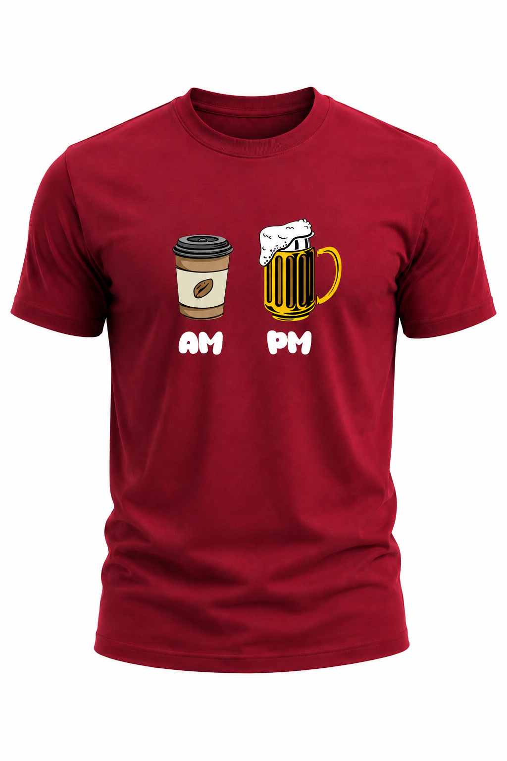 AM Coffee, PM Beer Graphic T-Shirt(180 GSM • Regular Fit • 100% Cotton)