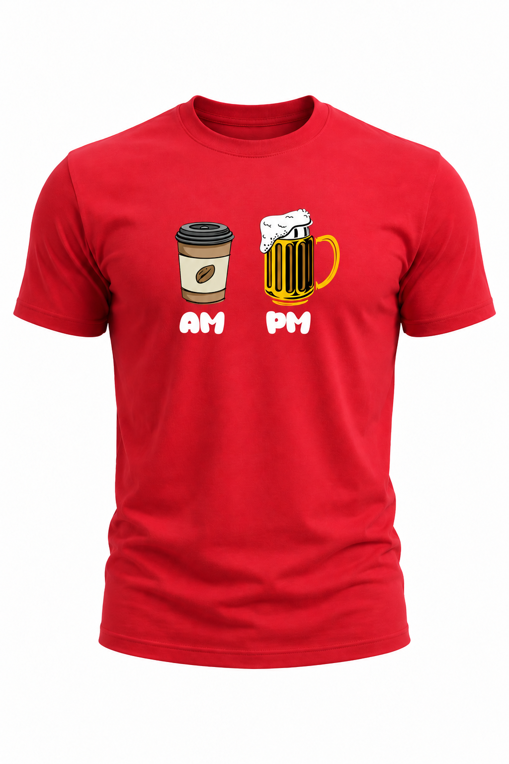 AM Coffee, PM Beer Graphic T-Shirt(180 GSM • Regular Fit • 100% Cotton)
