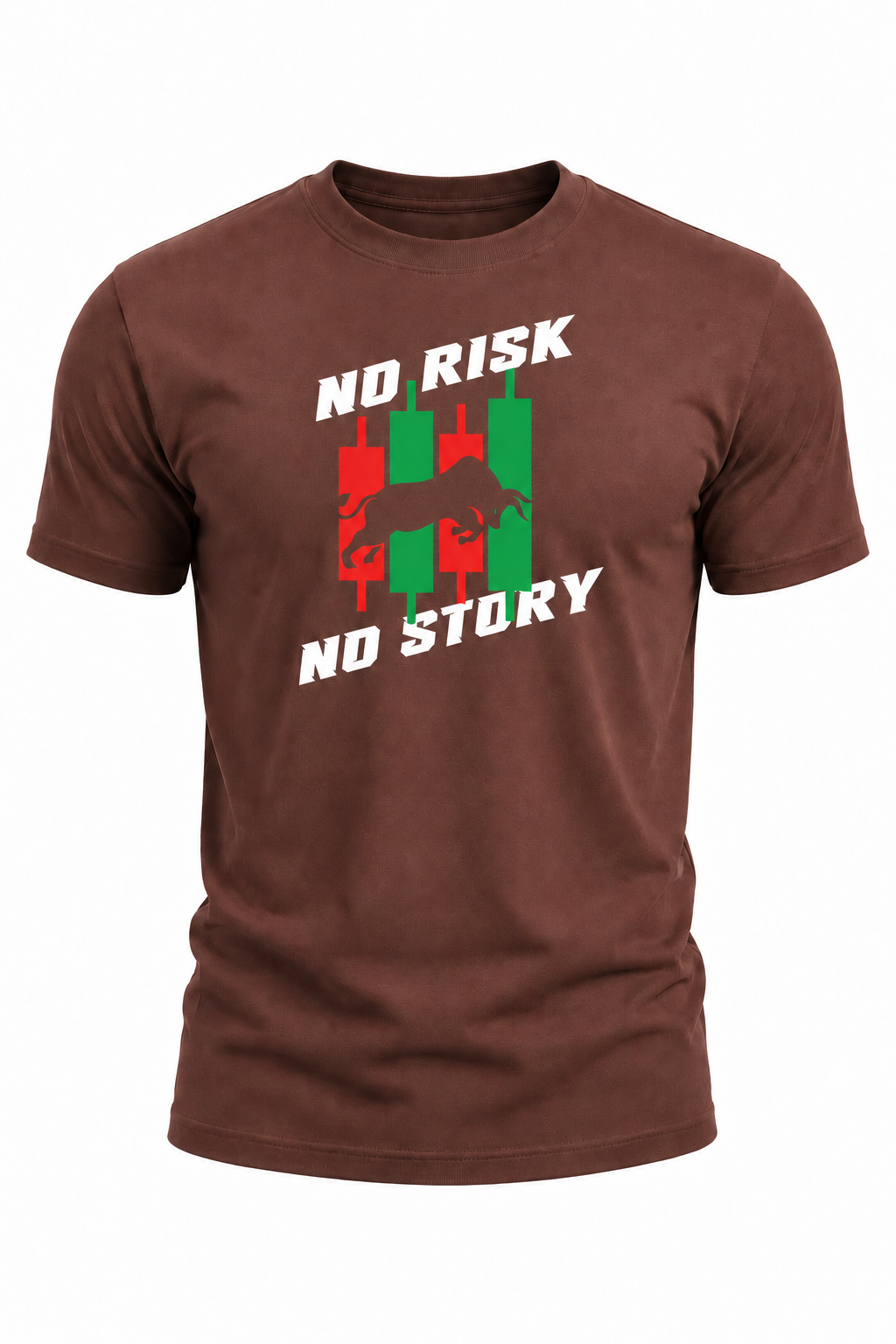 No Risk, No Story – Bull Trading Graphic T-Shirt(180 GSM • Regular Fit • 100% Cotton)
