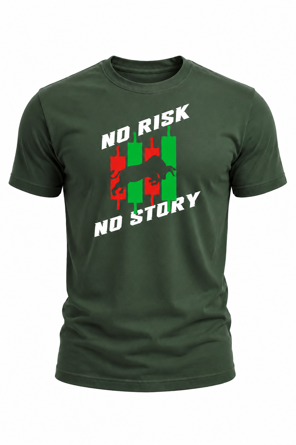 No Risk, No Story – Bull Trading Graphic T-Shirt(180 GSM • Regular Fit • 100% Cotton)