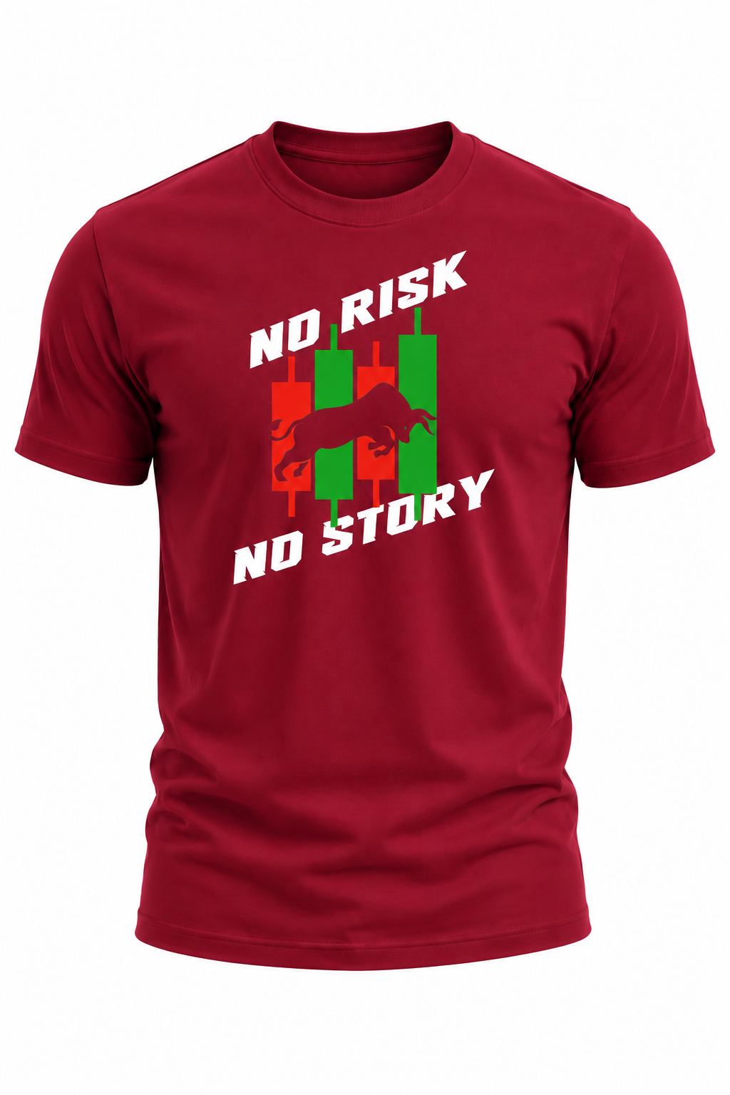 No Risk, No Story – Bull Trading Graphic T-Shirt(180 GSM • Regular Fit • 100% Cotton)