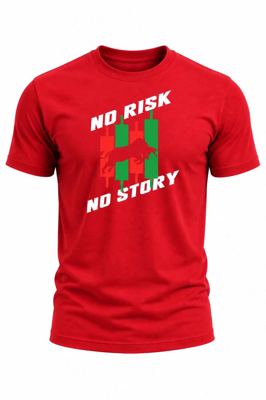 No Risk, No Story – Bull Trading Graphic T-Shirt(180 GSM • Regular Fit • 100% Cotton)