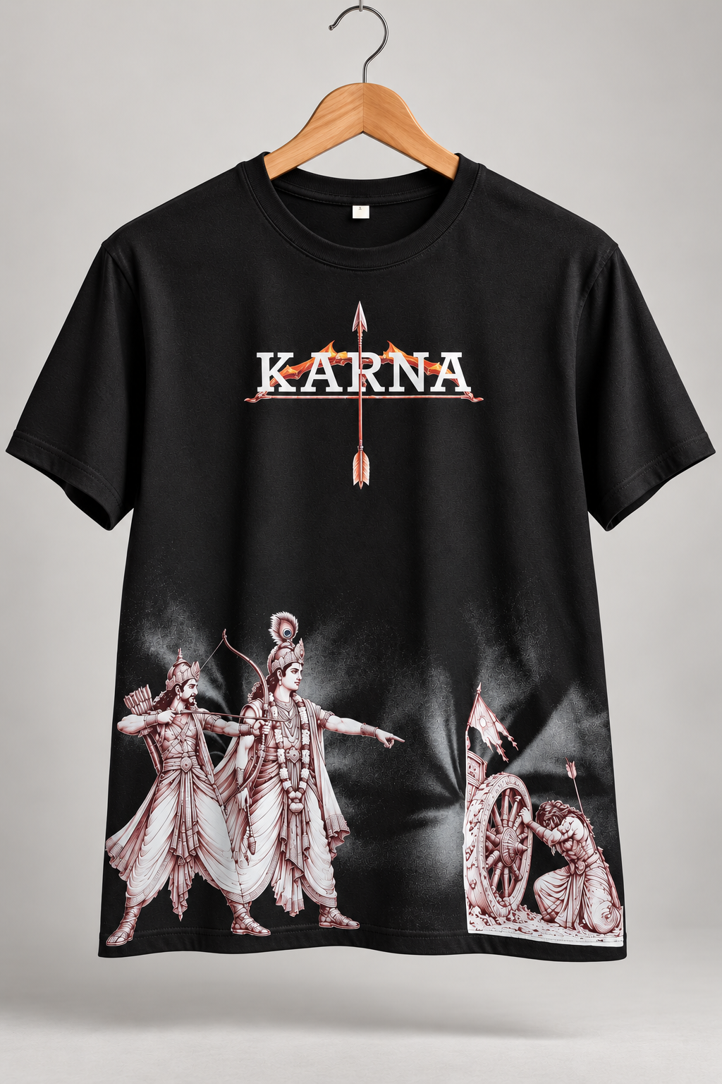 Karna: The Great Warrior – Black T-Shirt Graphic T-Shirt(180 GSM • Regular Fit • 100% Cotton)